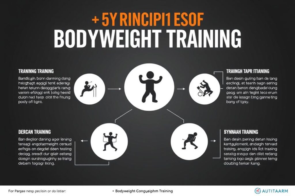 Ilustrasi 5 prinsip dasar latihan Bodyweight Training dengan grafik visual